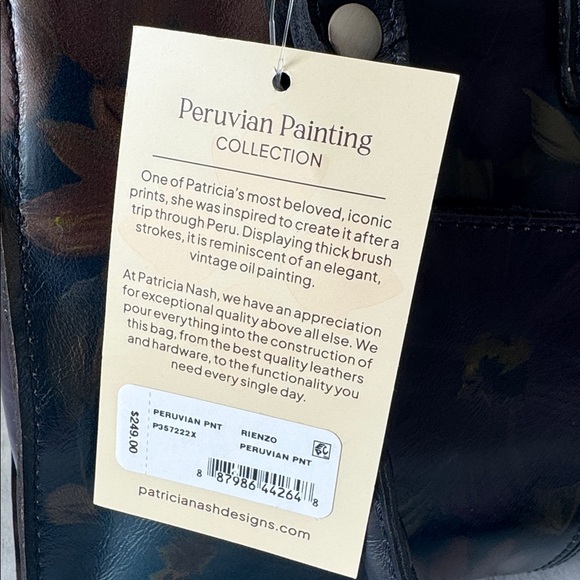 Patricia Nash Rienzo Floral Black Leather Peruvian Painting Shoulder Handbag - Picture 13 of 16